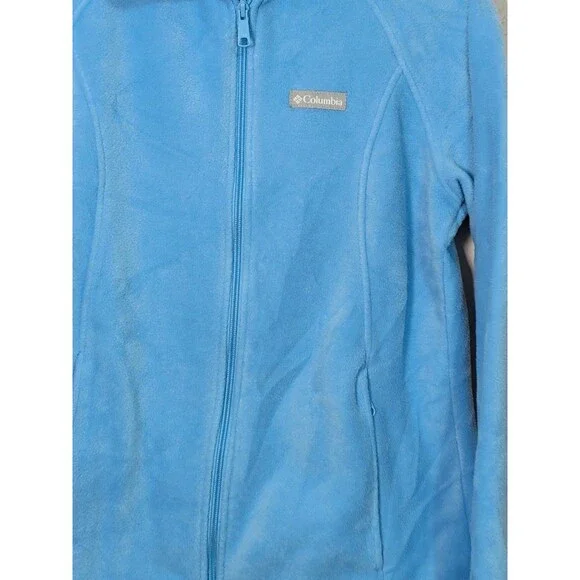 Columbia Women L Light Blue Fleece Full Zip Jacket Cozy Warm Pockets - Picture 2 of 13
